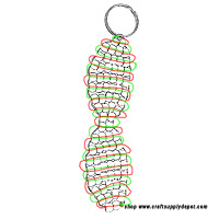 Cord weaving pattern for beaded sunglasses keychain.