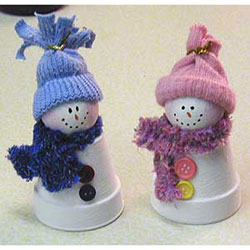 Free Holiday Craft Pattern - Clay Pot Christmas Snowmen Craft Instructions