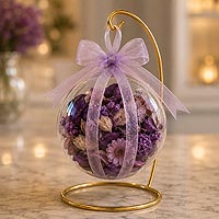 Decorative fillable ornament potpourri craft idea filled with dried flowers and botanicals for elegant home d�cor and gift giving.