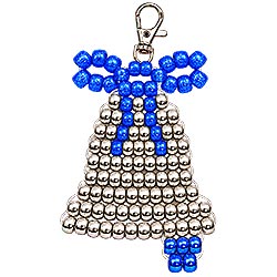 Free pony bead bell pattern with illustrated instructions for making DIY Christmas bell ornaments