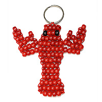 Beaded Lobster KeyChain Pattern - Free Beaded Crawfish Keyring Pattern - Fun Beaded Key Rings