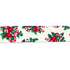 Fabric Christmas Print Ribbon - White - Holiday Ribbon - Christmas Ribbon - Cloth Ribbon