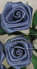 Satin Roses - Small Ribbon Roses - Williamsburg Blue With White Stem - Satin Ribbon Roses - Floral Supplies