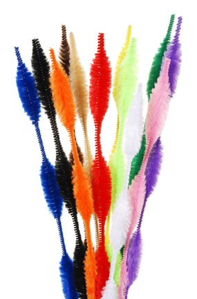 Colorful Pipe Cleaner Chenille Stems, Set of 45, 12 Inches, Orange, Red,  Yellow, Green, and Purple 