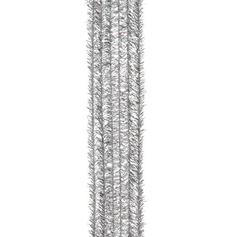 Chenille Pipe Cleaners Glitter Silver: 30cm x 6mm - Fabric Direct Online