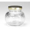 Jar with Metal Lid - Clear - Clear Glass - Melon Shape