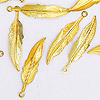 Metal Feather Charms - Gold - Feather Beads - Jewelry Charms - 