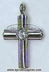 Birthstone Cross Pendants - APRIL - DIAMOND - Birthstone Cross Charms - 