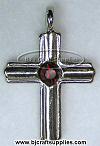 Birthstone Cross Pendants - JULY - RUBY - Birthstone Cross Charms - 