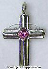 Birthstone Cross Pendants - OCTOBER - ROSE QUARTZ - Birthstone Cross Charms