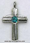 Birthstone Cross Pendants - March - Aquamarine - Birthstone Cross Charms