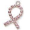 Pink Rhinestone Breast Cancer Ribbon - Silver - Breast Cancer Ribbon -- Rhinestone