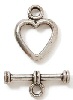 Heart Shaped Metal Toggle Clasp - Silver - Toggle Jewelry Clasp