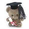 Miniature Flocked Graduation Bears - Mini Flocked Bears - Assorted Browns - Flocked Bears - Graduation Decorations
