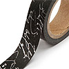 Washi Tape - Design Tape - Scrapbook Tape - BLACK WITH WHITE SCRIPT - Where to Buy Washi Tape - Thin Washi Tape - Skinny Washi Tape - Decorative Masking Tape - Deco Tape - Washi Masking Tape - 