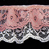 Gathered Lace Trim - Ruffled Lace Trim - Dusty Rose On White - Frilly Lace - Lace Trim - Gathered Lace