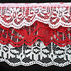 Gathered Lace Trim - Ruffled Lace Trim - White / Red / White - Frilly Lace - Lace Trim - Gathered Lace