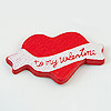 Valentine Heart Cutout with Banner - Red - Small Wooden Heart Cutouts